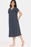 Rosaline Serenity Knit Cotton Mid Length Nightdress - Pageant Blue — thumbnail 2